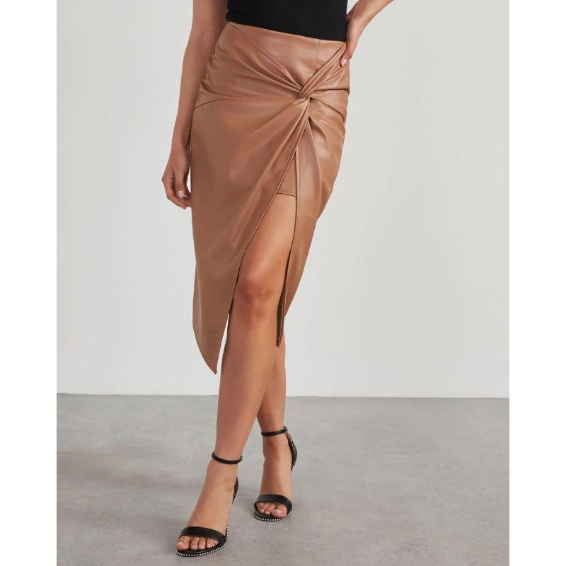 

VEZFAA женские однотонные повседневные юбки с принтом на лето и весну XL абрикосовый