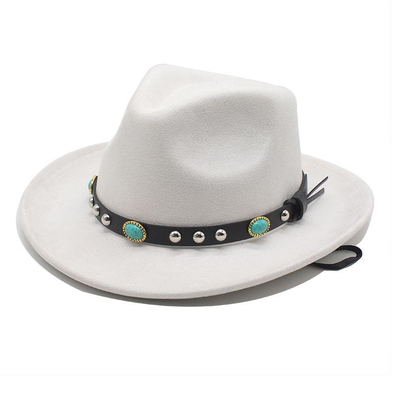 New jazz hat hat ethnic Tibetan style western cowboy hat windbreak rope top hat autumn and winter men's and women's felt hats