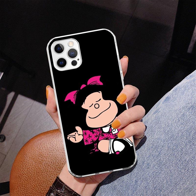 Cartoon Cute Mafalda Phone Case For iPhone 13 12 Mini 11 Pro Max XS XR X SE 7 8 Plus 5S 5 6S 6 Gift Print Cover Fundas