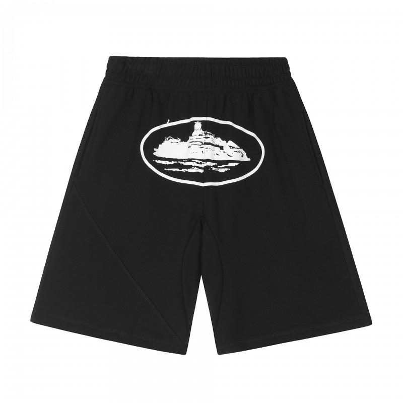Corteiz Streetwear Short Pants Men Women Alcatraz Ship Print Loose Fit Cotton Shorts