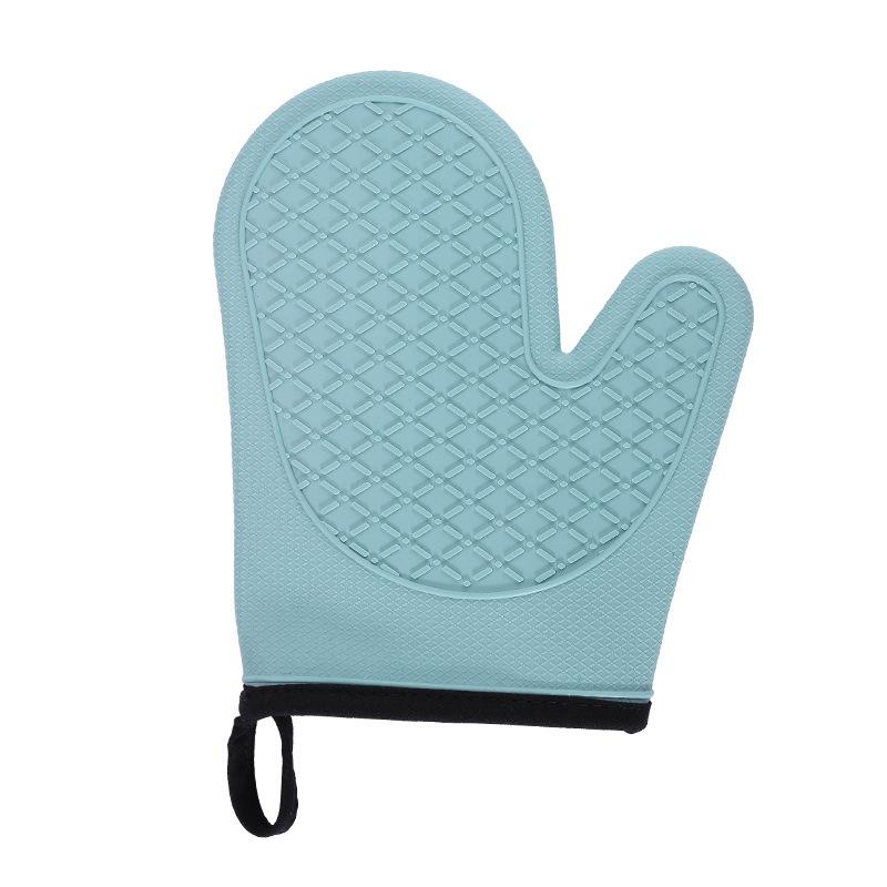 Short silicone heat insulation gloves thickened cotton-padded kitchen microwave oven barbecue baking gloves