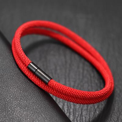 Glücksbringer Rotes Herrenarmband Zweilagig Mailänder Draht Wickelarmband Outdoor Camping Überlebensarmband Glücksbringer Rotes Amulett Brazalete Pulseria