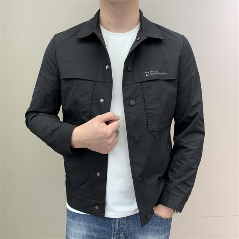 Early Spring and Autumn New Men's Lapel Korean Style Casual Trendy Handsome Thin Simple Versatile High-end Jacket