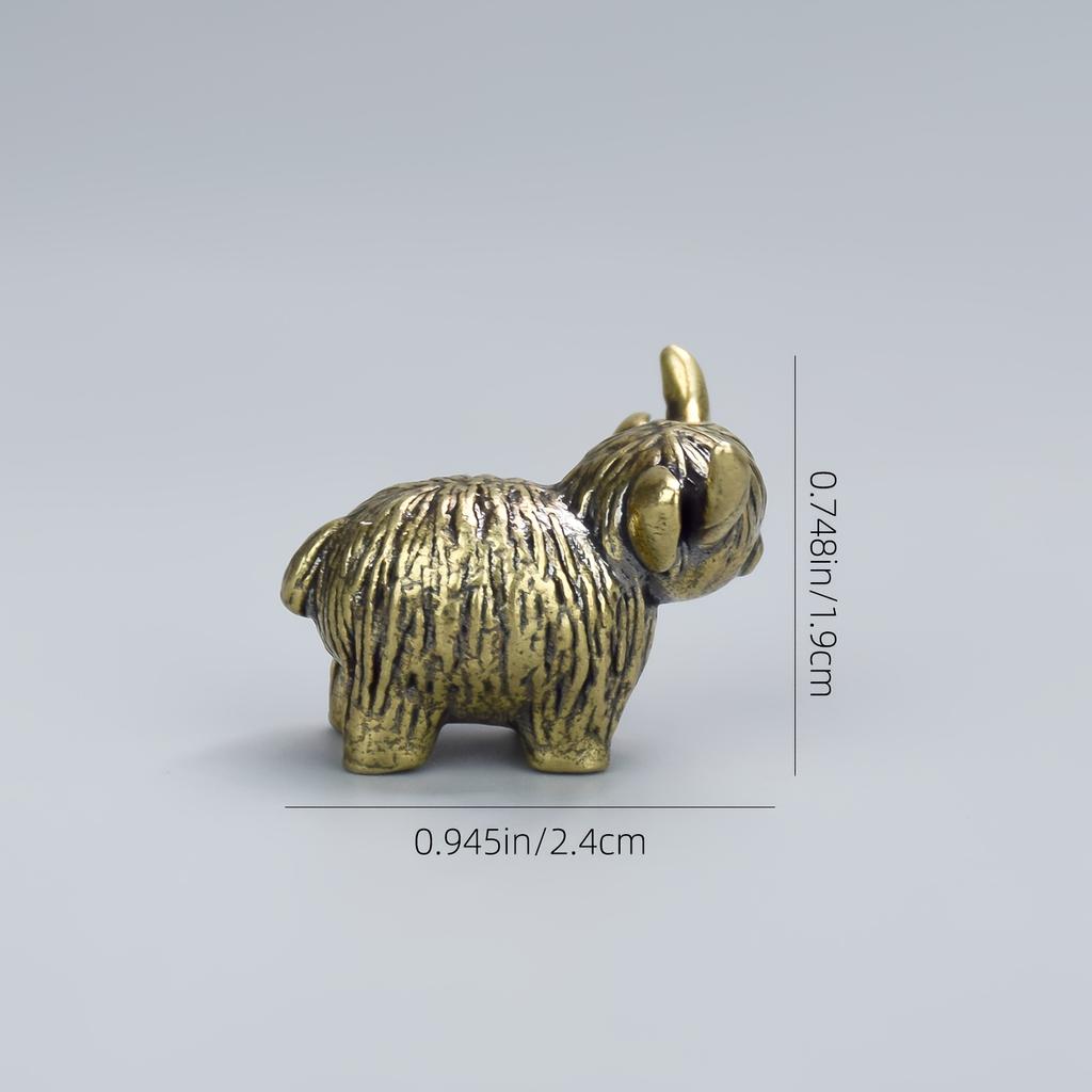 Solid Brass Vintage Calf Figurine, Mini Decorative Ornament, Creative Craft for Tea Tables