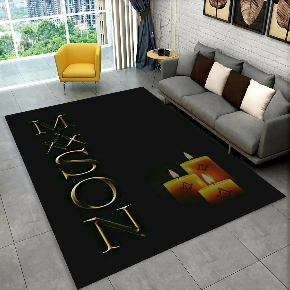 3D Freemason Masonic Illuminati Ring Area Rug,All Seeing Eye Carpet Rug for Living Room Bedroom Doormat Decor,Non-slip Floor Mat