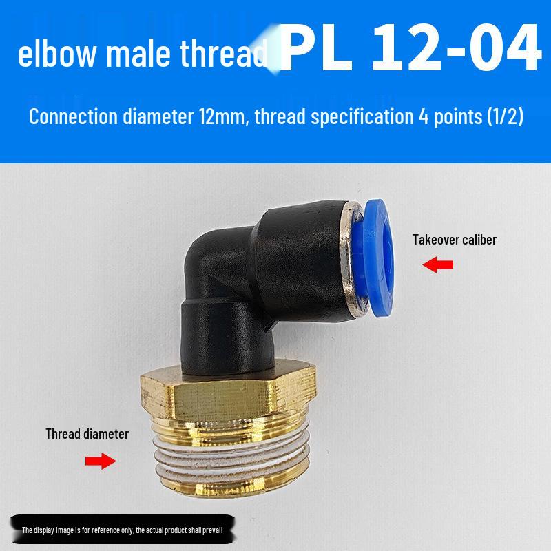 Trachea Connector PC8-02 Male Thread Quick Elbow Insert Pneumatic Throttle Valve