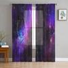 Star Galaxy Starry Sky Tulle Curtains For Living Room Bedroom Kitchen Decoration Chiffon Sheer Voile Window Curtains Kids Drape
