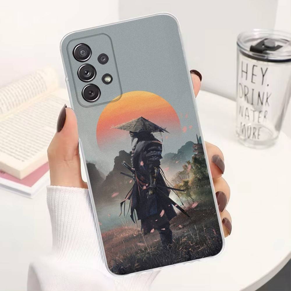 B-Bushido S-Samurai Phone Case For Samsung A30,71,51,S9,10,20,Ultra,FE,Lite, S22,23,21,PIus,Transparent, Silicone Case