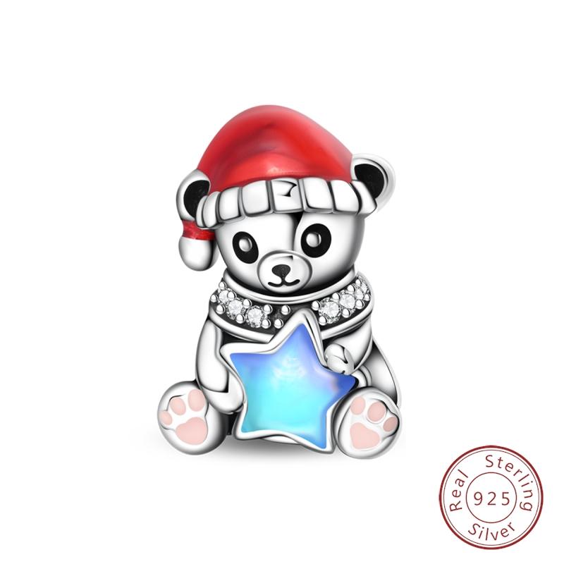 Shining 925 Silver Zircon Inlaid with Winter Designer Charms Beads Fit Wedding and Festival DIY Fine Jewelry Gifts