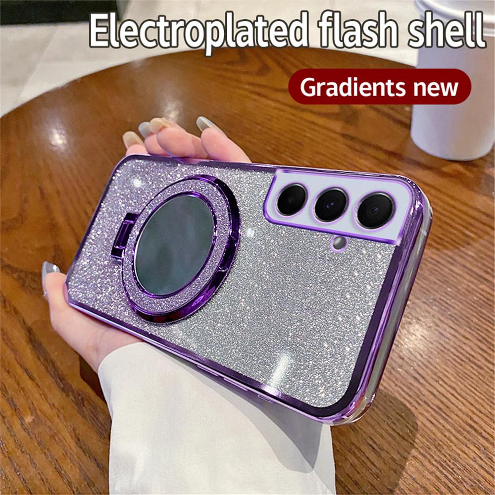 Gradient Glitter Mirror Ring Holder Phone Case For Samsung Galaxy A05 A15 A25 A35 A55 A05S A04 A14 A24 A34 A54 A73 A53 A33 Cover
