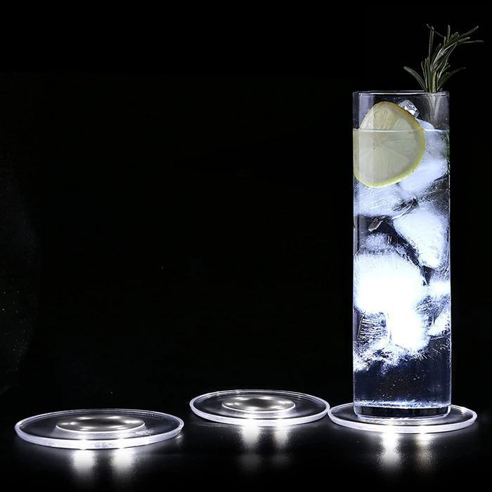 Dessous de verre à LED - YYV - Lot de 4 - Antidérapants - Imperméables - Multicolores