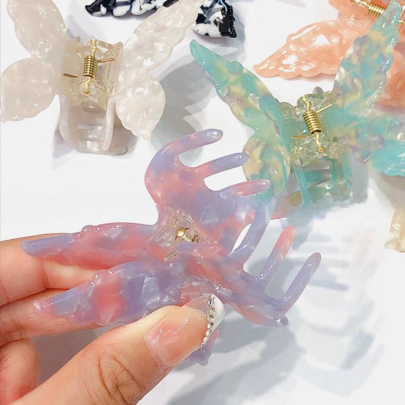 Französische süße koreanische Schmetterlings-Haarnadel – Acryl & Acetat Hai-Clip für Pferdeschwänze