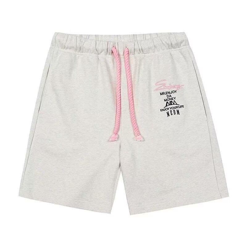 

Повседневные шорты для мужчин и женщин на лето, свободные, с высокой талией, утягивающие, с завязками, широкие спортивные прямые брюки с пятью точками 8XL серый