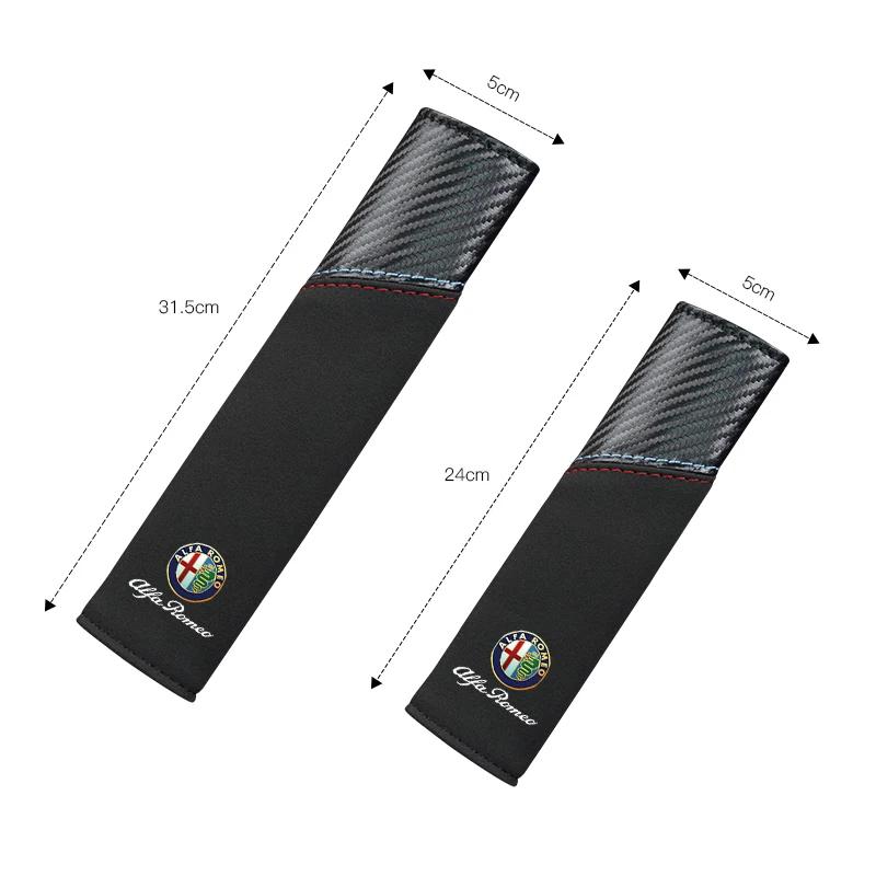 Car Stickers For Alfa Romeo Carbon Fiber Car Seat Belt Shoulder Cover Safety SeatBelt Protection Pad For Alfa Romeo 4C 159 166 S