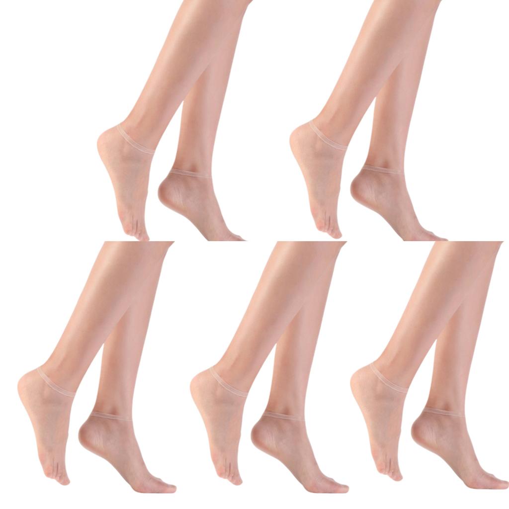 5 Pairs Soft Silky Stockings for Womens Sheer Ankle Socks With Elastic Cuffs Ultra Thin See Through Low Cut Boat Socks