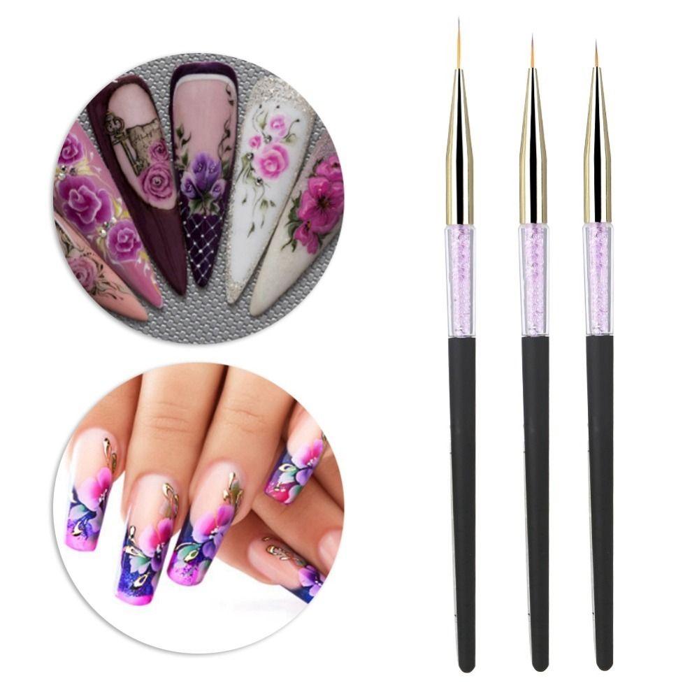 3pcs Delicate Nail Art Dotting Liner Brush Fine Detail Nail Art Brush Nail Art Design