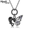 S925 Sterling Silver Plating Black Gold Skull Butterfly Necklace Source Punk Dark Wind Necklace Jewelry Chain