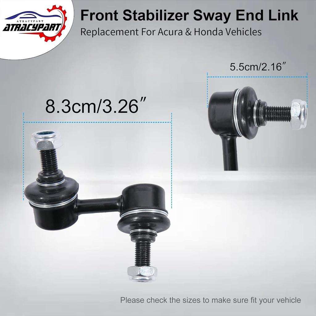 Sway Bar Front Stabilizer Bar End Link, Compatible With 2001-2005 Acura EL, 2002-2006 RSX, 2001-2005 Honda Civic, 2002-2006 CR-V, 2003-2011 Element,