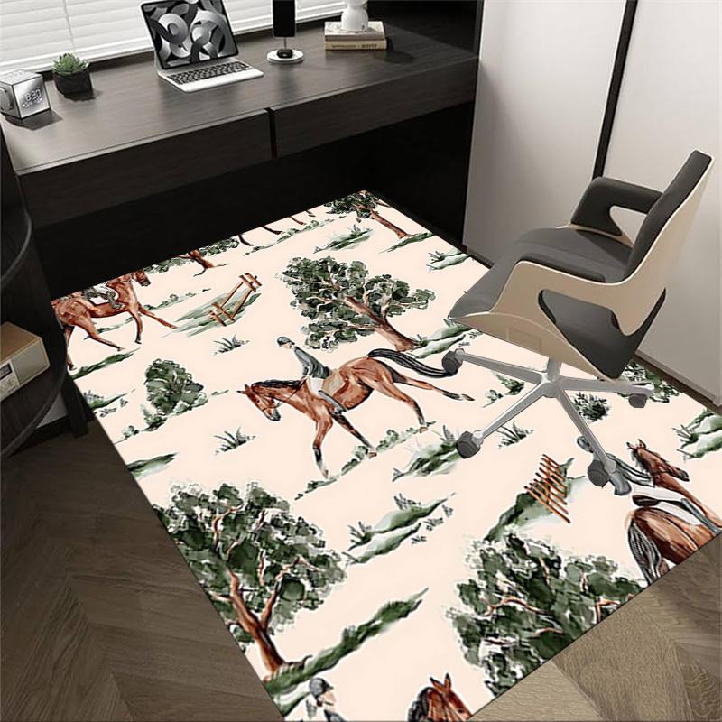 1PC Horse Riding Non-Slip Floor Carpet Compatible for Office&Living Room&Dining room - Flat-Weave Machine- Soft & Pattern-E311