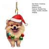 Christmas Dog Rearview Mirror Pendant Car Ornament Decoration Cute Puppy Wearing Christmas Hat Christmas Tree Decorations Car Accessories
