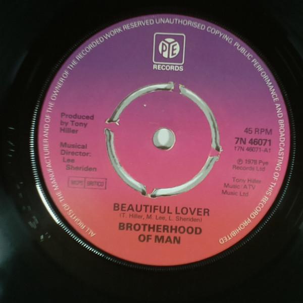 

7inch Record BROTHERHOOD OF MAN - Beautiful Lover 7N46071 Pye Records 1978 UK Pop Used