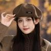 Retro solid color versatile octagonal hat children autumn and winter new literary painter hat casual face small beret