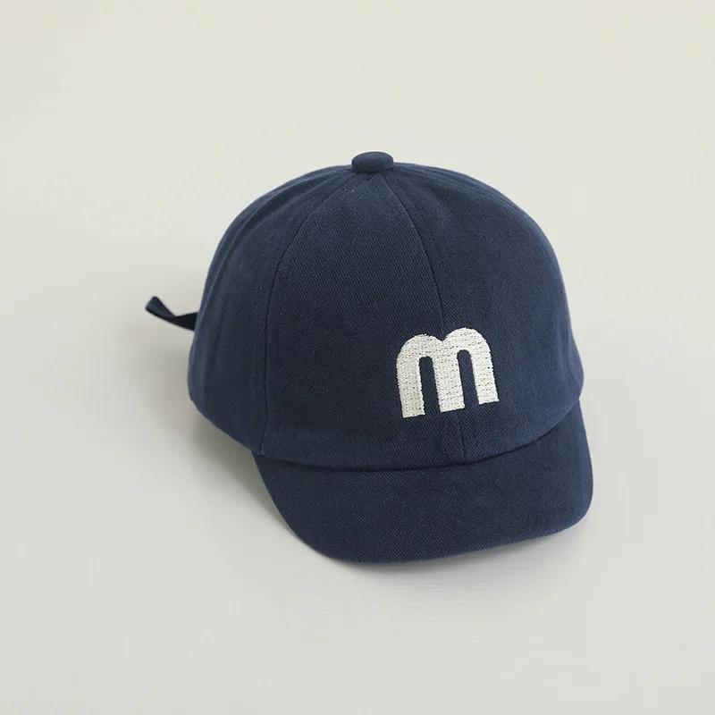 Letter M Baby Baseball Cap Infant Embroidery Peaked Hat Kids Solid Color Duck Tongue Caps 1-3year Boys Girls Short Brim Visors