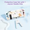 1 Piece Orange Cat and Flower Protective Case with 1 Gamepad Grip for Switch NS/Oled, Drop and Scratch Resistant