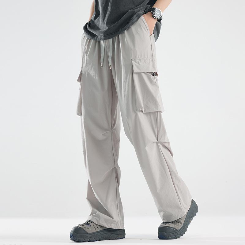 Summer Ice Silk Workwear Pants for Boys and Teenagers, Waterproof, Casual, Ankle Tied, Assault Pants, Outdoor Pants