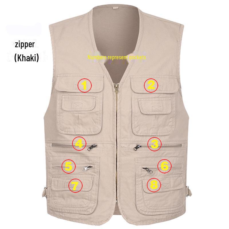 Men's Plus Size Pure Cotton Multi-Pocket Fishing Photography Vest