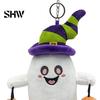 Soft Skin Friendly Plush Toy Halloween Ghost Keychain, Cute Spooky Stuffed Pendant for Backpack Small Plushie with Metal Keychain Keys, Mini Doll Bag