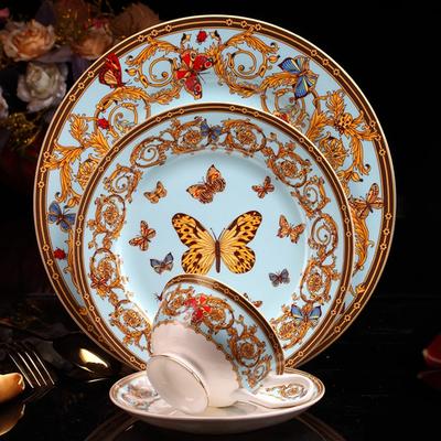 Ceramic Dinner Plate Tableware Bone China Plate Dinner Set Porcelain Dessert Tray Steak Snack Cake Plate Butterfly Pattern Plate