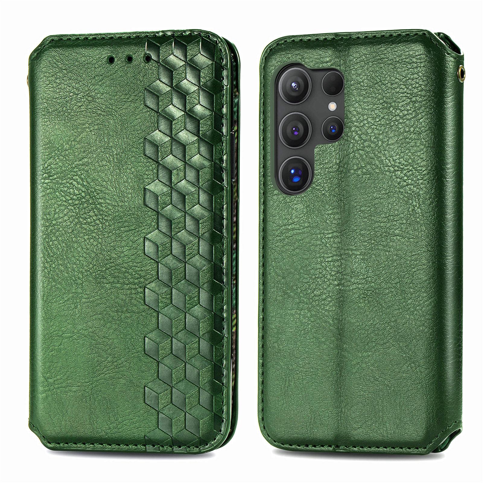 

For Samsung Galaxy S25 Ultra PU Leather Case Rhombus Imprint Wallet Stand Phone Cover Red