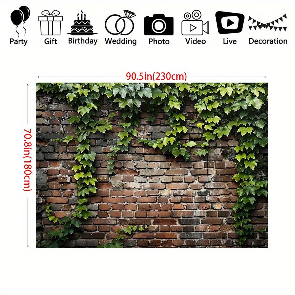 Simulated Rural Ivy Old Brick Wall Background Fabric - Ultra-realistic Fabric for Parties and Photography