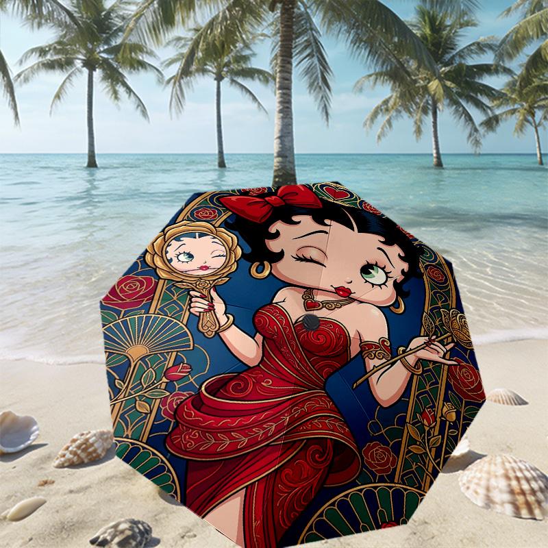 Betty Boop Print Umbrella Automatic Opening/ Closing - Portable Foldable Design - Daily Use for Travel/Outdoor - Gift for Birthday