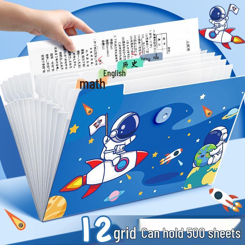 A4 Accordion Folder: Student Test Paper Holder with 12 Pockets, 8 Pockets Cute Transparent Organizer.