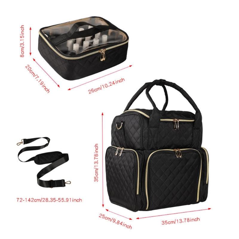 Large Capacity Nail Art Tools Travel Case Durable Polyester Fabric For Artists And Technicians