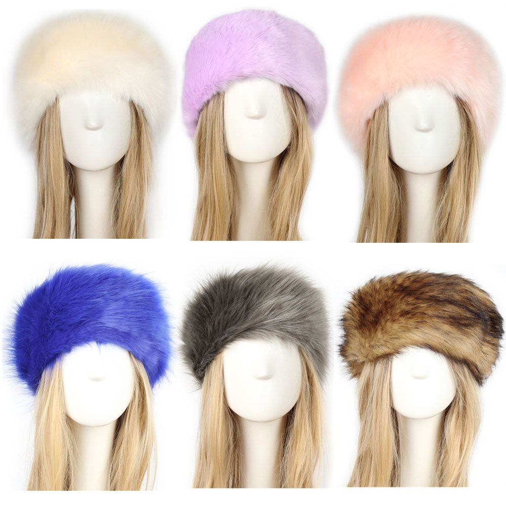 Outdoor Snow Earwarmer Girl Faux Fur Headband Fur Faux Women Winter Hats Fluffy Russian Caps