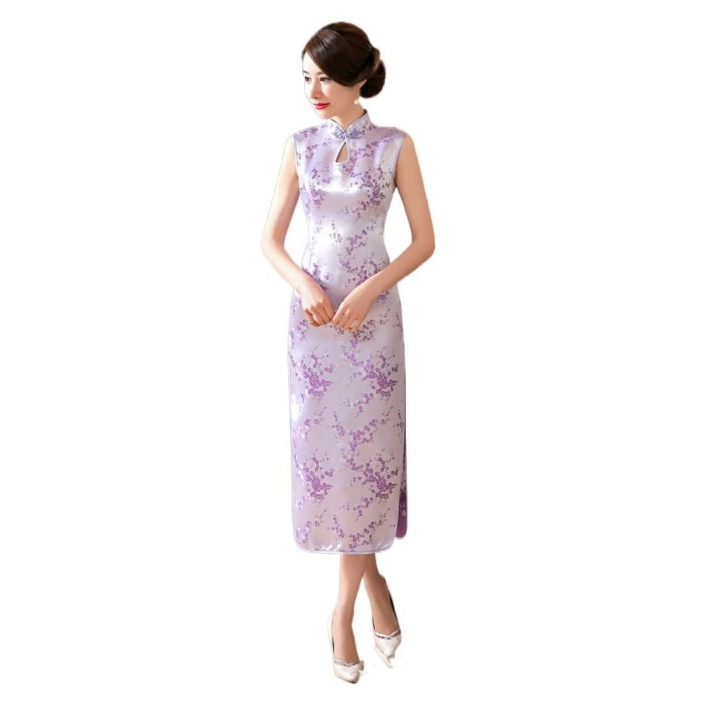 Floral Print Cheongsam Dresses Chinese Style Traditional Clothing Chinese Qipao  Evening Dress