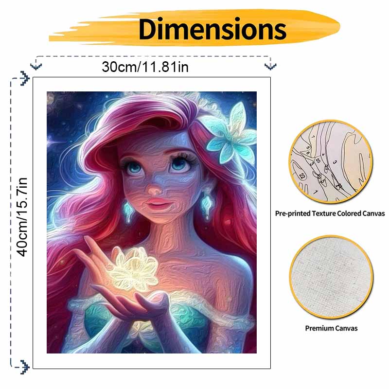 Disney animation digital oil painting Ariel Princess diy handpainted coloring painting home decoration, custom paint by numbers set