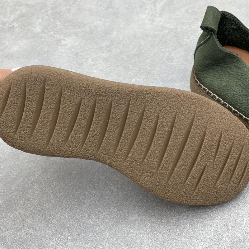 Johnature Retro Handmade Genuine Leather Loafers Soft Soled Cowhide Flat Women's Slip-on Shoes