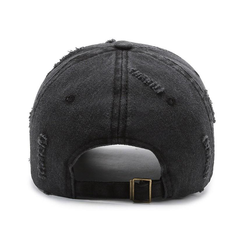 Hole washed denim soft top old retro face cap women's fashion personalized street sunscreen baseball cap