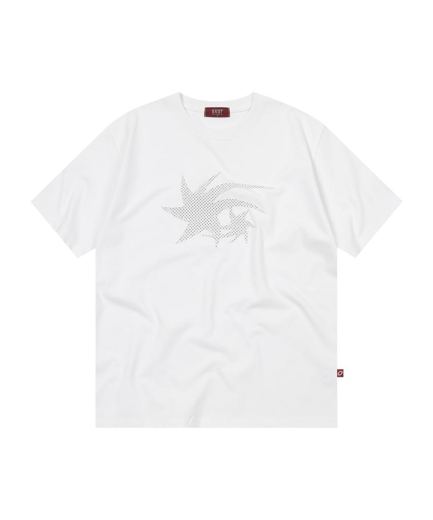 S'EST Dot Star Applique T-Shirts White