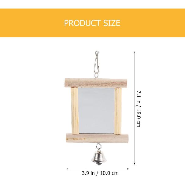FRCOLOR Parrot Mirror Toy Parakeet Woody Toy Chicken Toys for Chicks Bird Cage Mirror Parrot Chewing Bird Mirror with Rope Bird Accessory Hanging