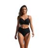 New European And American Solid Color Split Swimsuit Gathers Sexy High Waist Beach Bikini Swimsuit Bikini
