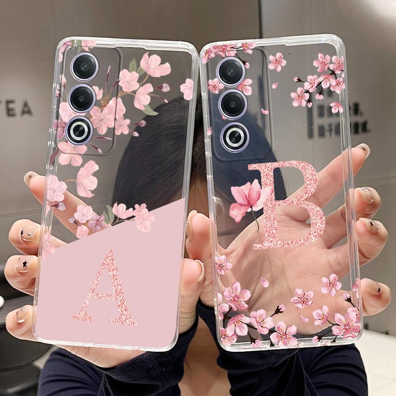 Letter Case For OPPO A3 Pro 5G A80 5G Fundas Fashion Flower Back Cover Transparent Soft Silicone TPU Clear Printing Phone Casing