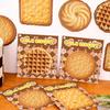 4Pcs Biscuit-Shaped Memo Pads Set Creative Food Design Self-Adhesive Sticky Notepads for Students Office Party Learning Marking And Message Small Gift