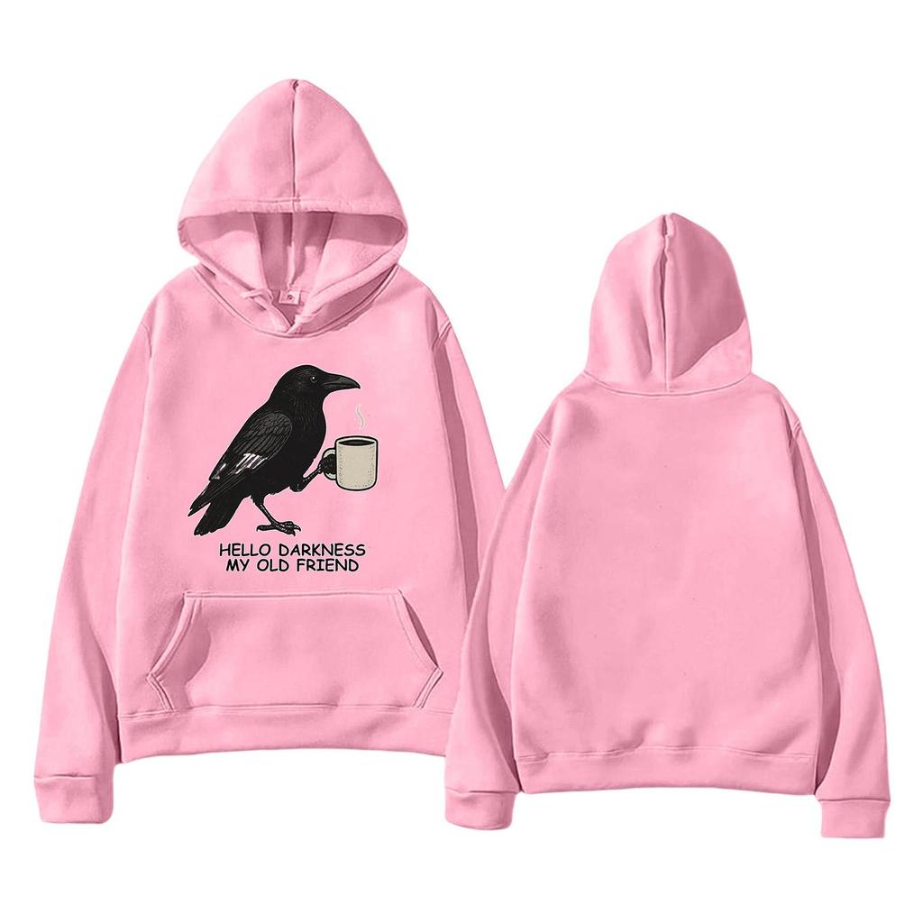 Modna Unisex Lekka Bluza Pulower z Długim Rękawem i Kieszeniami z Nadrukiem