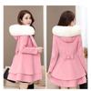 Women's contrasting color fur collar woolen jacket Nizi coat slim fit