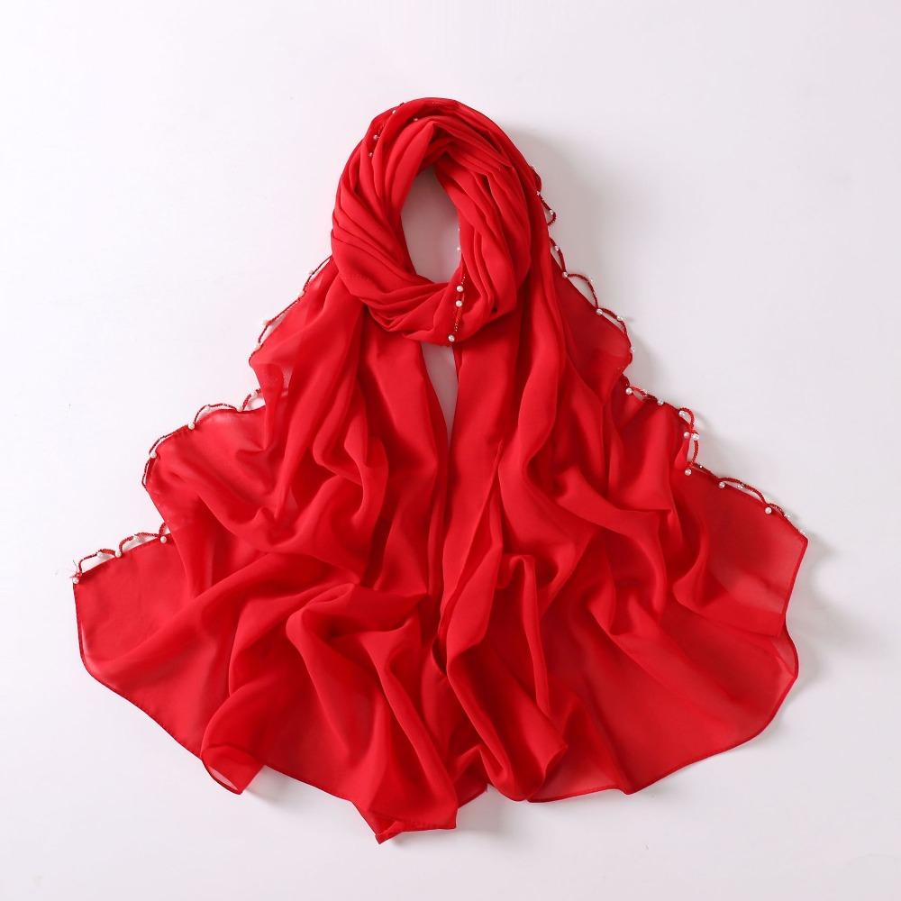 Pearls Islamic Turban Chiffon Malaysia Headscarf Luxury Ethnic Style Scarf  Women